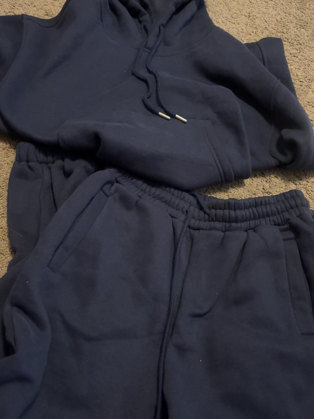 navy sweatshirt with joggers